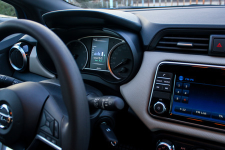 dashboard of car with petrol consumtion infoの写真素材