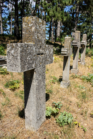 old cemetery crosses close upのeditorial素材