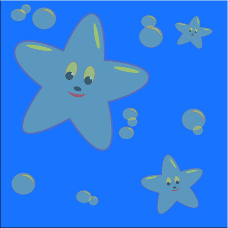 Blue background with stars and bubblesのイラスト素材