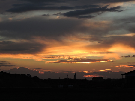 sunset and cityの写真素材