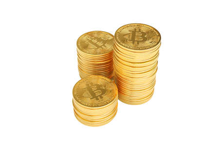 Pile of bitcoin, 3D illustrationの写真素材