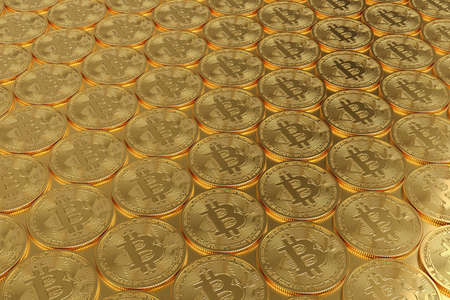 Pile of bitcoin, 3D illustrationの写真素材