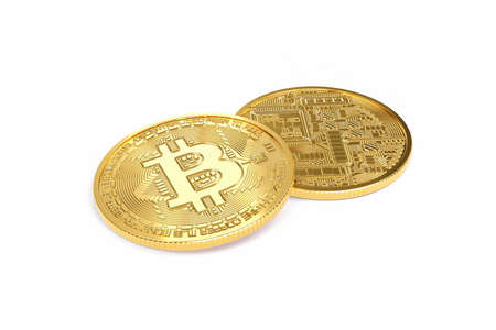 Pile of bitcoin, 3D illustrationの写真素材