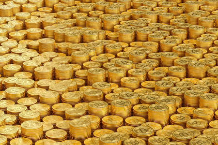 Pile of bitcoin, 3D illustrationの写真素材