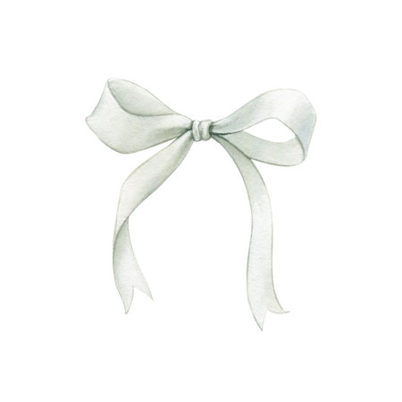 White bow watercolor illustration isolated.の写真素材