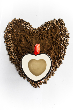 Love coffee cup and 3 heartsの写真素材