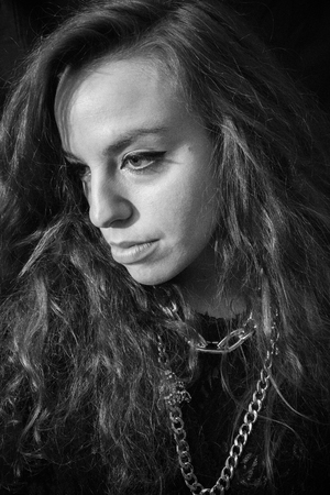 girl with sad faceの写真素材