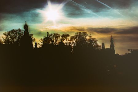 sunset in Dresden, Germany, beautiful coloursの写真素材