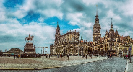Monument to King John of Saxony in Dresden, Germanyの写真素材