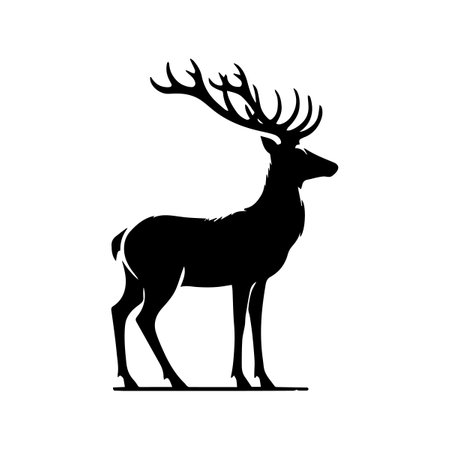 Silhouette of a deer on a white background. Vector illustrationのイラスト素材