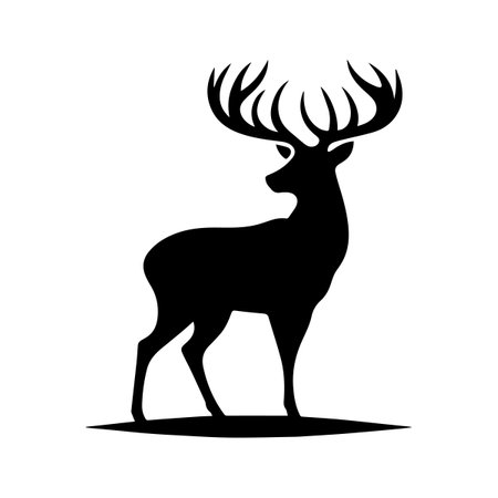 Silhouette of a deer on a white background. Vector illustrationのイラスト素材