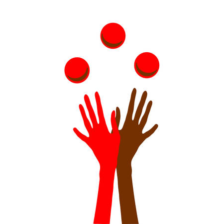 illustration Hands juggling with ballsのイラスト素材