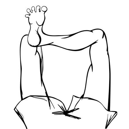 picture of male legs with a flower between his fingersのイラスト素材