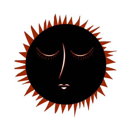 Vintage Eclipse hand drawn with raysのイラスト素材