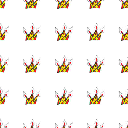 Bright seamless abstract hand drawn pattern with crownsのイラスト素材