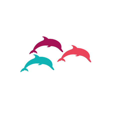 Three dolphins silhouette on a white background.のイラスト素材