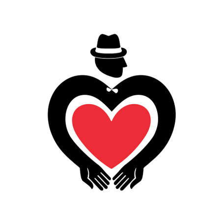 Flat style vector illustration on white background. Universal gentleman in the hatのイラスト素材