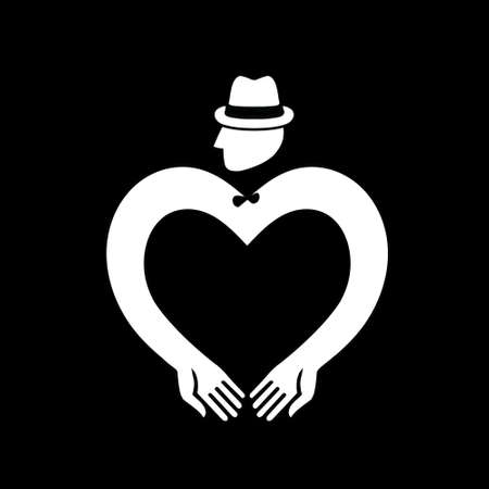 Vector toilet icon. Style flat symbol heart, black color, on a white background.のイラスト素材