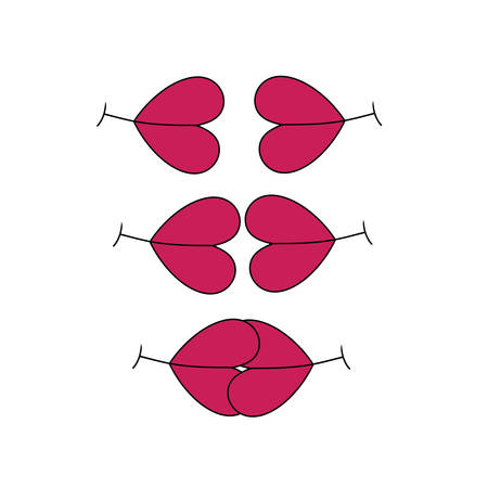 Lips with heart-shaped, original cute multipurpose vectorのイラスト素材