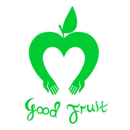 Vector icon Apple with hands complemented the accompanying text is written by hand.のイラスト素材