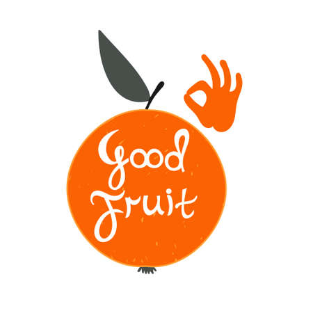 Good fruit. Silhouette orange with text.のイラスト素材