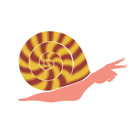 Sign of victory. Fantastic snail. Gesture of the hand.のイラスト素材