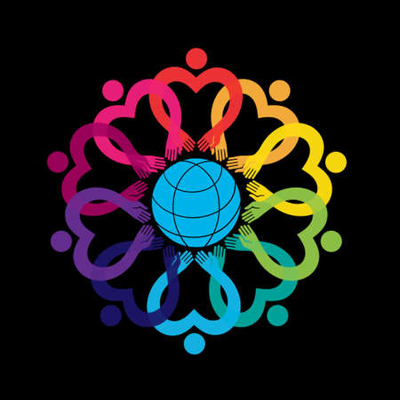 Cartoon community world people society international.のイラスト素材