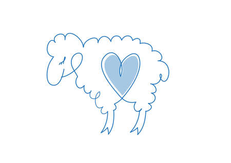 Hand drawn sheep icon. Sheep icon isolated on white background.のイラスト素材