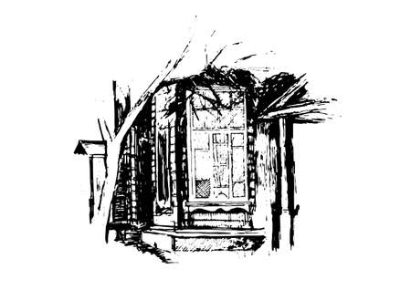 Graphic illustration of a historic old building.のイラスト素材