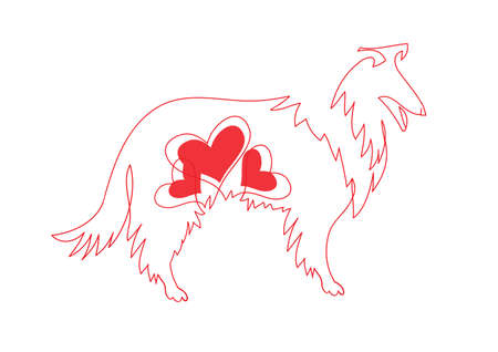 Red line a dog zodiac and heart symbolsのイラスト素材