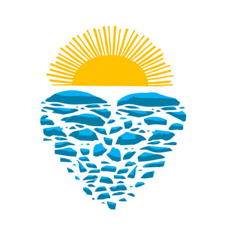 Melting frozen heart, on the background of the hot sun.のイラスト素材