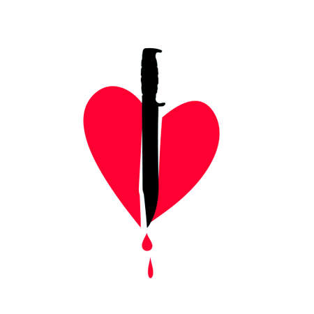 Icon heart with Knife in the heart. Metaphor of unrequited love.のイラスト素材