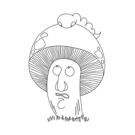 Mushroom and caterpillar. Funny cartoon story. Pineapple.のイラスト素材