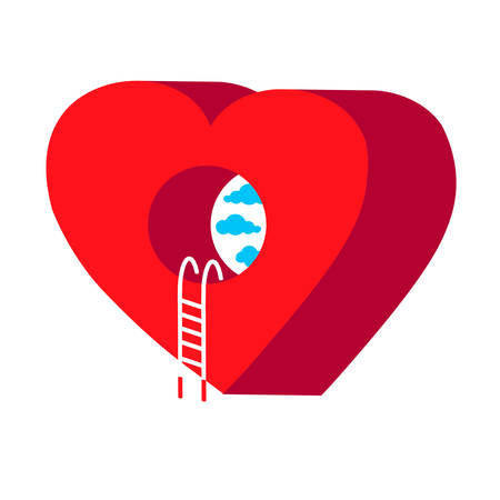 Vector isometric heart illustration. 3d icon. Heart shape in three dimensional style.のイラスト素材