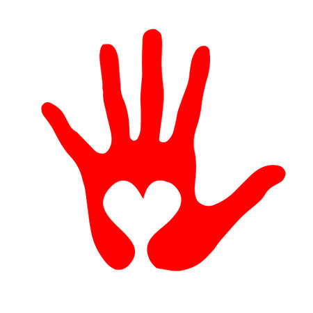Hand with heart vector illustration isolated on white.のイラスト素材