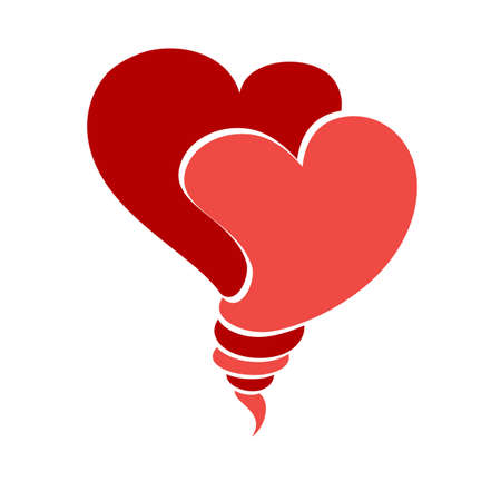 Two red hearts, love symbol, stock vector illustration.のイラスト素材