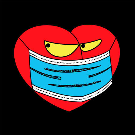 Heart sign with wings and crown on a black background. Vector illustration.のイラスト素材