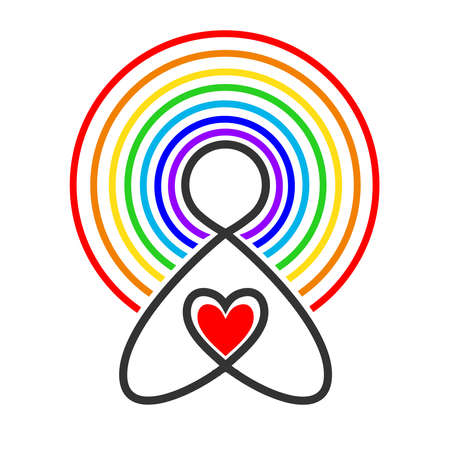 Radio receiving station. A man with a rainbow halo.のイラスト素材