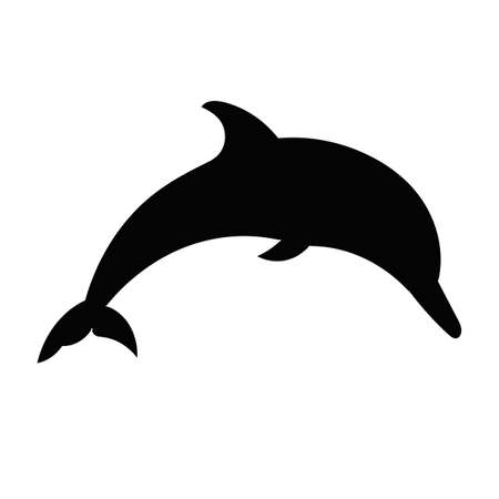 Dolphin black symbol isolated on white background.のイラスト素材