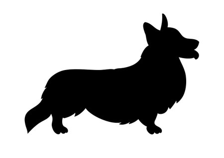 Vector Pembroke Welsh Corgi Silhouet. Corgi   template mascot, icon.のイラスト素材