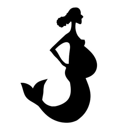 Pregnant mermaid fantasy woman vector silhouetteのイラスト素材