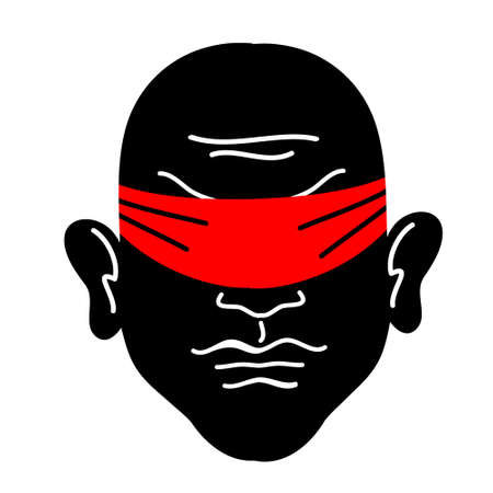 Blindfolded man. African-American man with a blindfold on his face. Vector illustration. Black lives matter. Justice for black people.のイラスト素材
