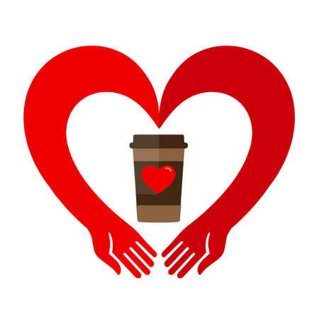 Cup of coffee on the background of the heart, the love of coffeeのイラスト素材