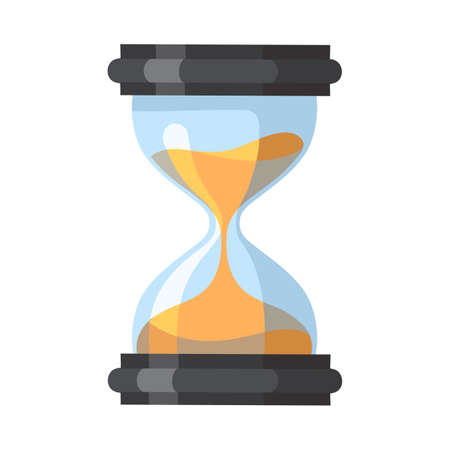 Sand running through the bulbs of an hourglass measuring the passing time in a countdown to a...