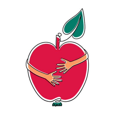 Apple hug hands Apple Icon vector illustrationのイラスト素材