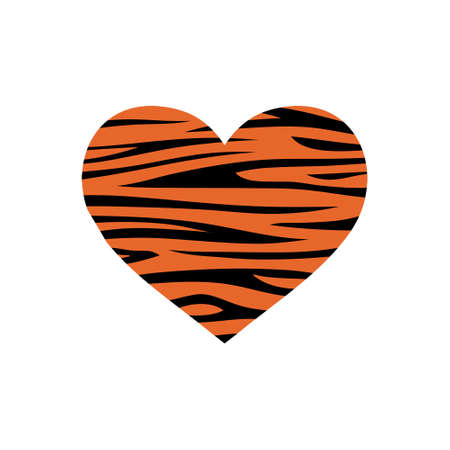 Heart shaped tiger print. Vector illustration. Valentines day. Greeting cardのイラスト素材