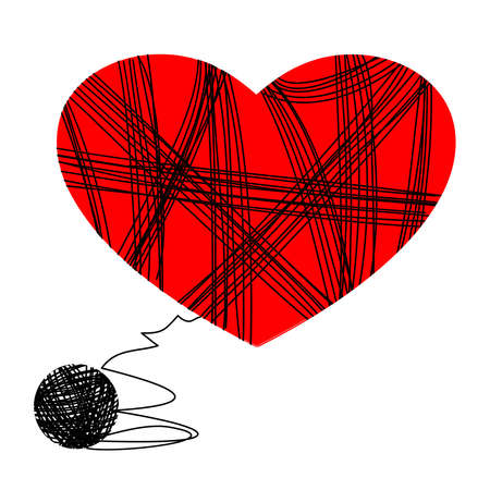 A heart entangled in threads tangle. Vector illustrationのイラスト素材