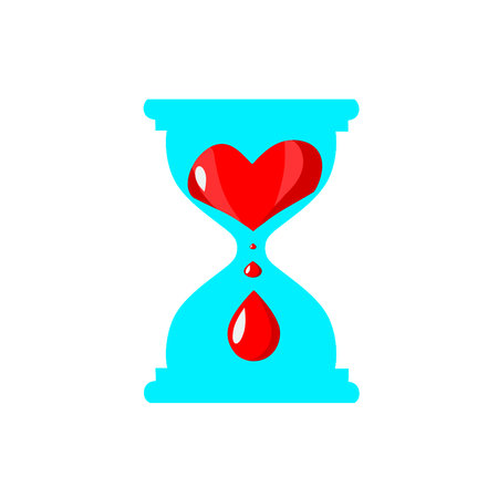 Hourglass with a heart and drops of bloodのイラスト素材