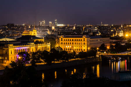 Prague view in nightのeditorial素材