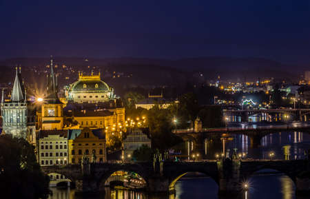 Prague view in nightのeditorial素材